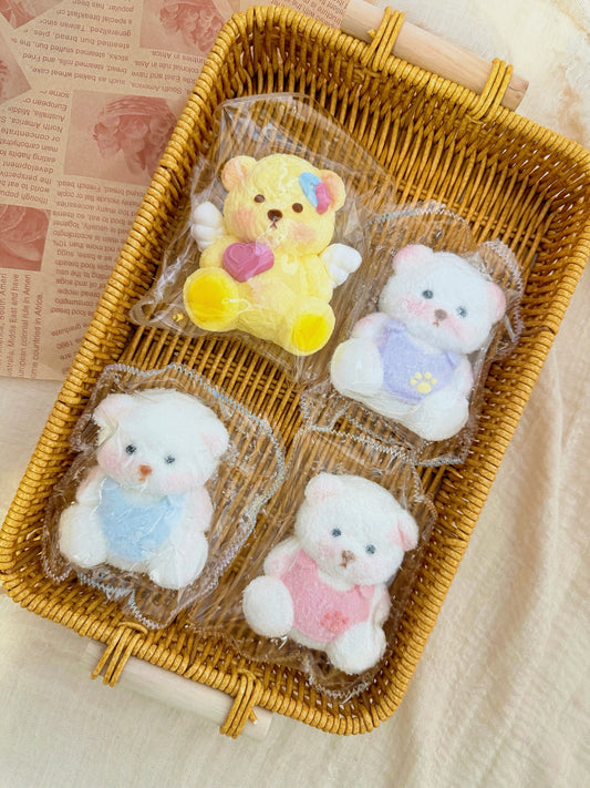 【癒し度MAX】パステル天使クマちゃん スクイーズ（ボールチェーン付き・選べる4色）