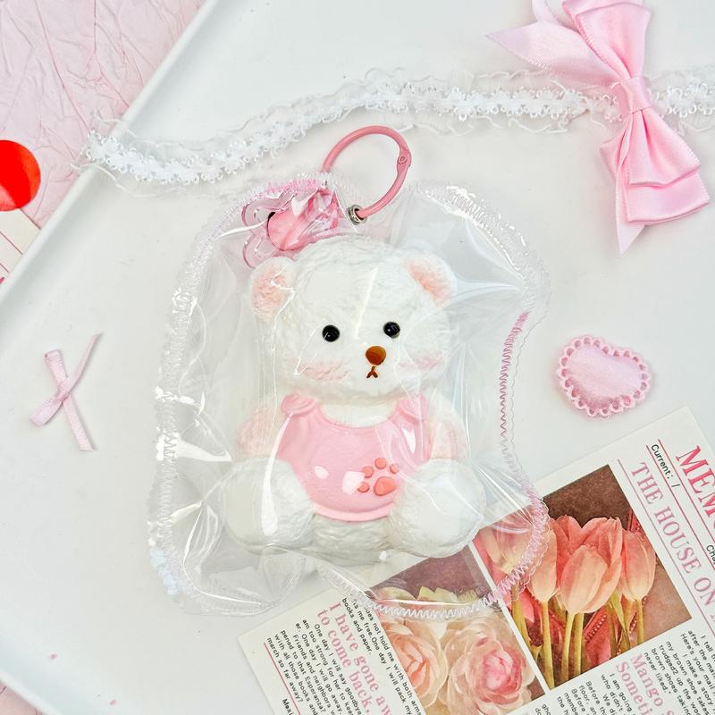 【癒し度MAX】パステル天使クマちゃん スクイーズ（ボールチェーン付き・選べる4色）